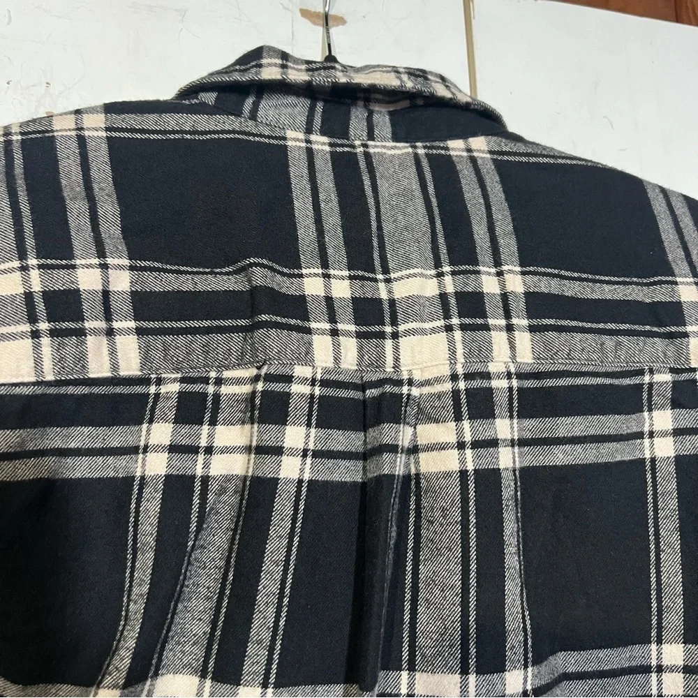 GAP Girls Flannel Shirt Black and White Plaid Size 10
